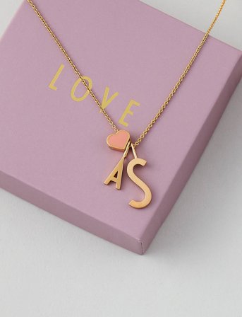 Design Letters Letter For Initial Necklace A-Z (18K Gold-Plated) - Gold - 10 MM