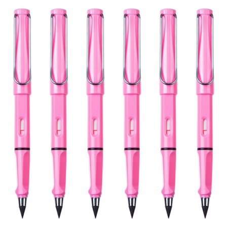 6ST Everlasting Pencil Påfyllningsbar bläckfri penna med suddgummi