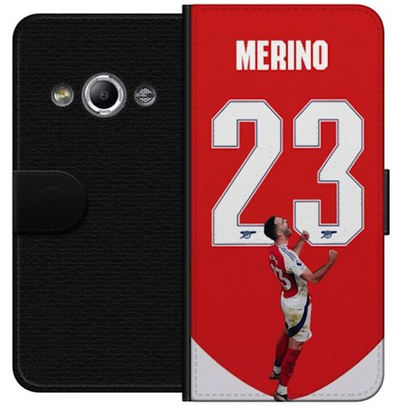 Yhteensopiva Lompakkokotelo Samsung Galaxy Xcover 3 Merino 23 jalkapallo punainen tausta urheiluhenkinen suunnittelu, jossa energia, intohimo ja tyyli