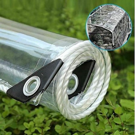 1,5 x 1,8 m Udendørs Transparent PVC-Presenning med Øjer - Vandtæt, Vindtæt, Rivesikkert Beskyttelse til Planter