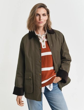 GANT Waxed Cotton Barn Jacket - Khaki green - M