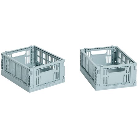 HAY Colour Crate Mini Opbevaringskasse, dusty blue, 2 stk. - Blå | KitchenOne