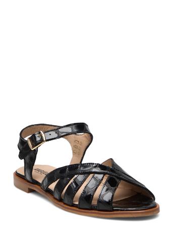 Sandals - Flat - Open Toe - Op Shoes Summer Shoes Sandals Svart ANGULUS*Betinget Tilbud