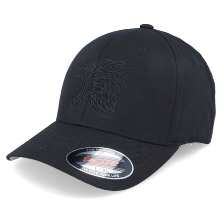 Vikings - Viking Wolf Black/Black Flexfit Flexfit Black Cap - @ Hatstore