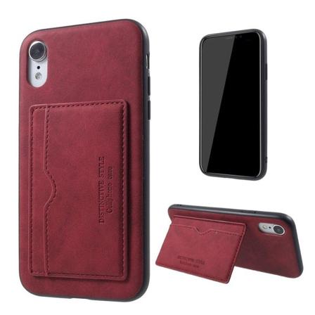 Vegansk læderbelagt fleksibelt telefon cover med kortspor iPhone XR 6,1 tommer - Rød Red