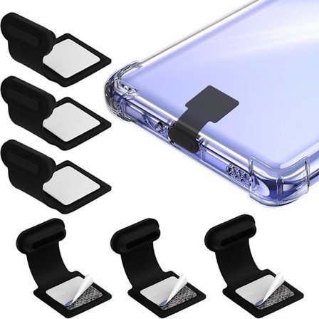 Dammitiivistävä C-tyypin latausportin suojus, pölytiivis silikonisuojus irrotettavalla liimalla, sopii kannettaviin älypuhelimiin (6 kpl, musta)