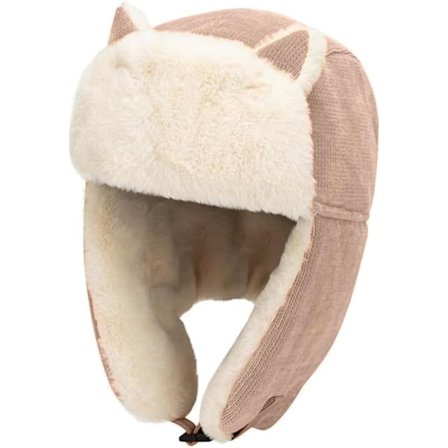 Bomberhatt for kvinner med søte katteører - Trooper Aviator-stil, russisk skimelue, utendørs Trapper-hatt, plysjfôret, varm Trapper-lue