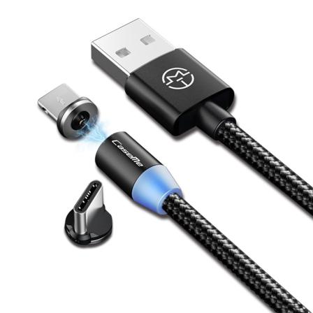Caseme Magnetisk Kabel Med Lightning+usb-c, 2.4a, 1m, Svart Svart