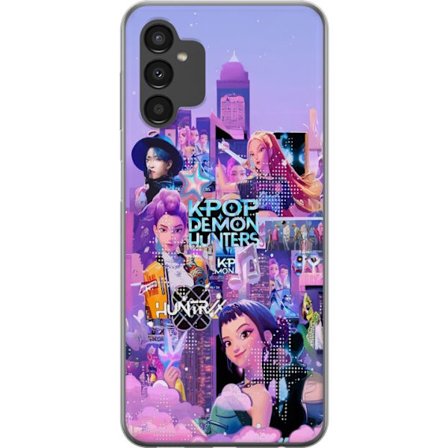 Kompatibel Mobilcover til Samsung Samsung Galaxy A04s KPop Demon Hunters fødselsdag tema med neon Glad fødselsdag og karakterer i festlig energi og