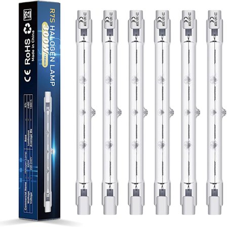 6 stk. 300W 118mm R7S Dæmpbar Halogenpære, 220-240V 4480lm 2800K Varm Hvid J-type til arbejdsbelysning, sikkerhed, landskab