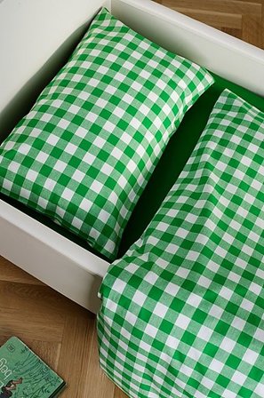 Jotex - 100x130 Cm Påslakanset Spjälsäng Limegrön/naturvit LAUREN - Köp Barnpåslakan & örngott hos Jotex