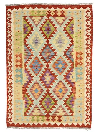 Kelim Afghan Old Style Vloerkleed Handgeweven 123X172 Donkerrood/Oranje Afghanistan