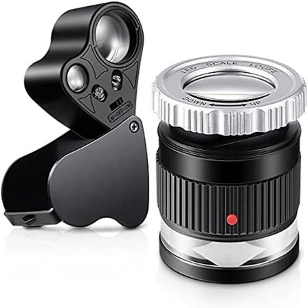 2 stk Luppforstørrelsesglass, 30x 60x opplyst Luppforstørrelsesglass med LED-lys forstørrelsesglass og 30 stk.