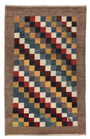 Gabbeh Teppich 98X153 Braun/Schwarz Wolle