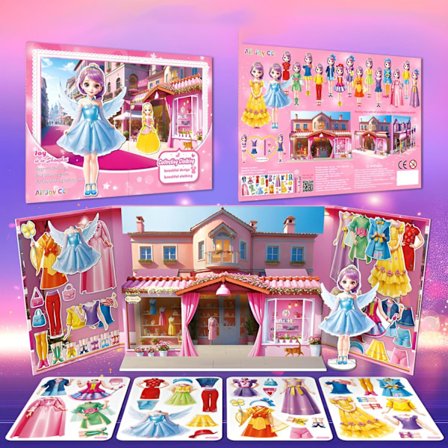 Magnetiske prinsesse-papirdukker, magnetisk påklædningsleg, leg og rejselegetøj til pigers kostumer, smukt prinsesse-spil