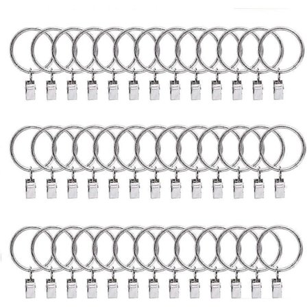 10-pack Metall Gardinringar med Clips, Gardinklämmor, Dekorativa Gardinstångsklämmor, Rostbeständiga Vita