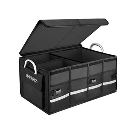 Bagageutrymmesorganisatör med lock, 68 liter, vattentät, svart
