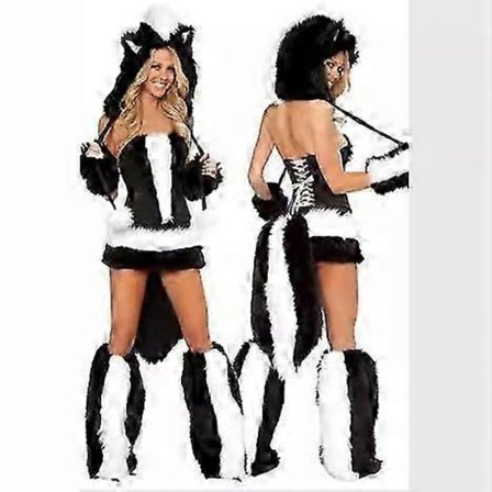 Sexy Jule Dame Kostyme Cosplay Stor Hale Ulv Party Maid Fristelse Julenisse Todelt Antrekk Panda Cat Girl Kostyme-FA-