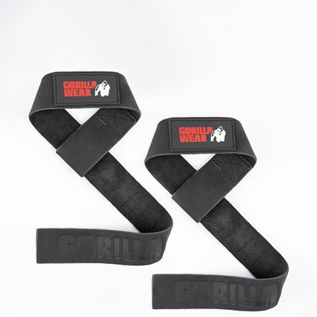 Lifting Straps & greb Gorilla Wear Gear Lifting Straps Leather Sort - Bodyman.dk