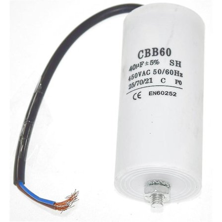 Universaali 40uF kondensaattori 22 cm kaapeliliittimillä