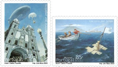 Azorerne 2000 - Post med båd og zeppelin - Postfrisk sæt 2v