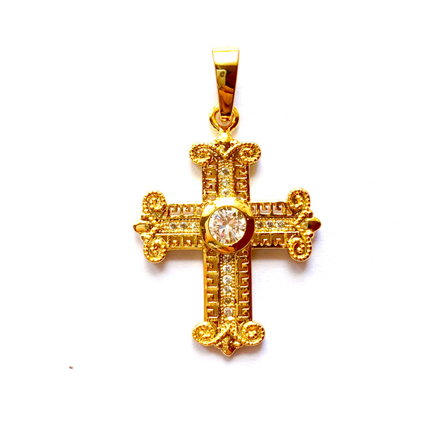 Kors halsband med 18k guldplätering (Kedja ingår)