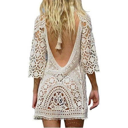 Strikket strandkjole for kvinner, bikini-cover up, sommerstrand-cover up, bikini-bluse