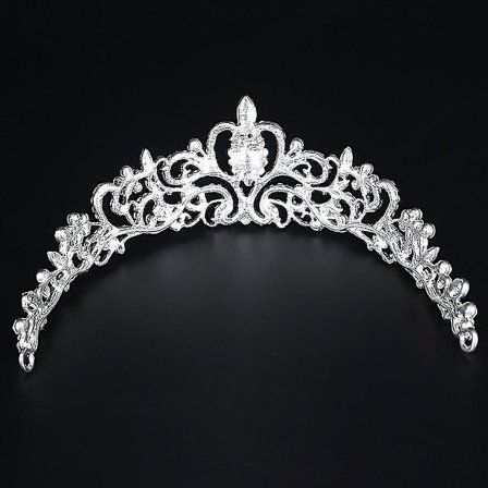 Bryllupstiara med krystaller - Prinsessekrone til hår