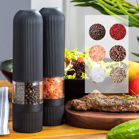 Kitchen Electric Pepper Grinder Battery Operated Salt or Pepper Automatic Mill with LED Light