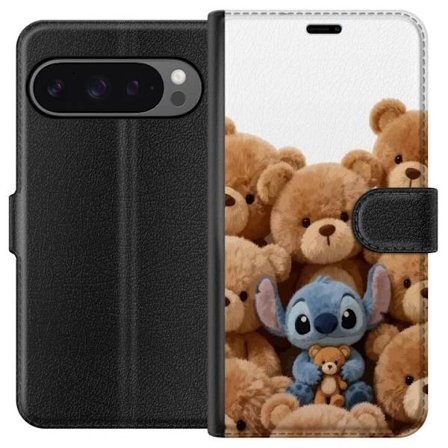 Kompatibelt Plånboksfodral till Google Google Pixel 9 Pro XL Söt och trygg illustration med Stitch omgiven av nallebjörnar som skapar en varm och l