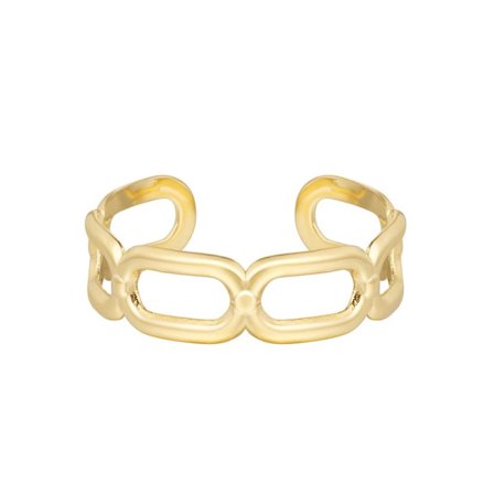 Ring i Rostfritt Stål med Sammanflätade Länkar - Guld -Justerbar