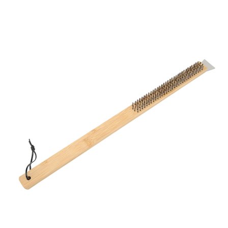 Pizzaovnsbørste med ophængshul Bambushåndtag Wire BBQ Grill Rengøringsbørste med skraber