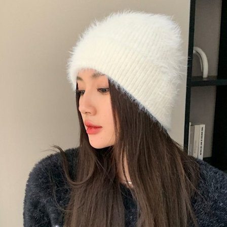 Kanin cap Strikkede hue HVID G