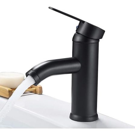 Sort vandhane - med koldt/varmt vandhane massiv rustfrit stål håndvaskhane