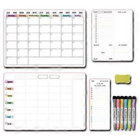 Magnetisk kylskåpskalender veckovis månadsvis magnetisk whiteboard med raderbar markör för inköpslista