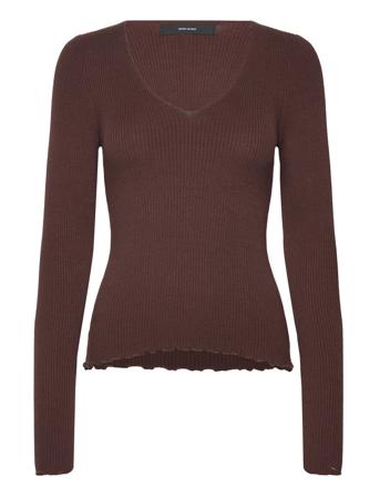 Vmevie Ls V-Neck Pullover Ga Noos Vero Moda Brown