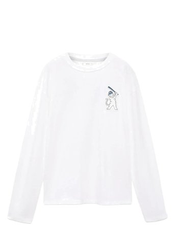 Printed Cotton-Blend T-Shirt White Mango