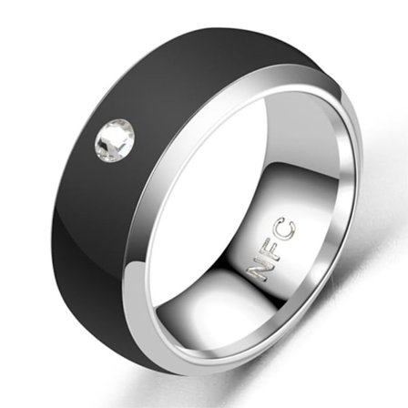 Smart redigerbar multifunktionel NFC-ring i rustfrit stål - Sort / 6#