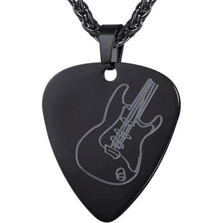 Guitar Pick Halskæde til Mænd & Kvinder, Rustfrit Stål/Guld/Sort Musik Smykker Personlig Guitar Plektrum Vedhæng