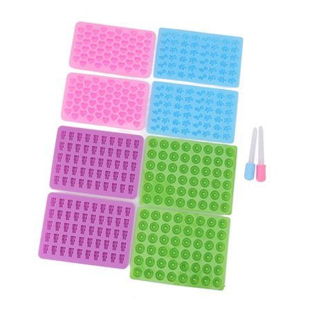 10 stk Silikon Godteri Form Mini Dinosaur Bjørn Hjerte Donut Form Høy Lav Temperatur Motstandsdyktig Form med Droppere for DIY