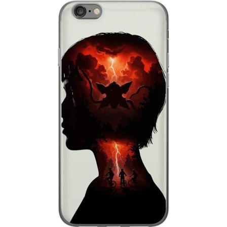 Yhteensopiva Puhelinkuori Apple Apple iPhone 6s Stranger Things siluetti aiheena pyöräilevät lapset punainen salama ja Upside Down esteettinen ikon