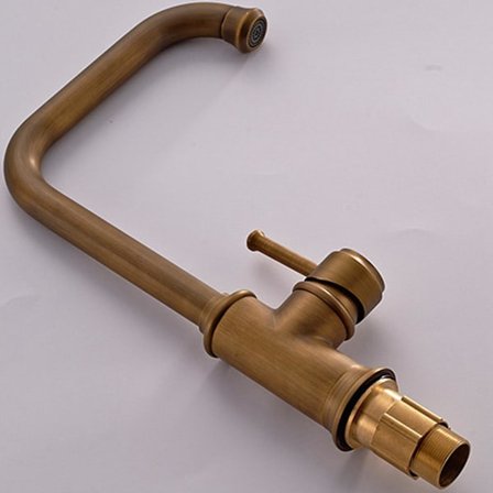 Retro Antik Messing Køkkenvask Hane Svingbar Bassin Mixer Enkeltgrebs Hane Høj