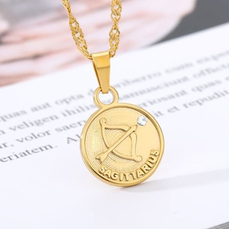 Disc Constellation Halsband 12 Zodiac Stone Hänge Halsband Kvinnor Mode Horoskop Smycken Födelsedagspresenter