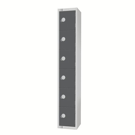 Elite locker, 6 door, 1800x300x450 mm, dark grey