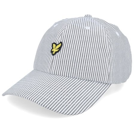 Lyle & Scott - Black unconstructed Czapka Z Daszkiem - Stripe Baseball Cap Gun Metal/White Dad Cap @ Hatstore