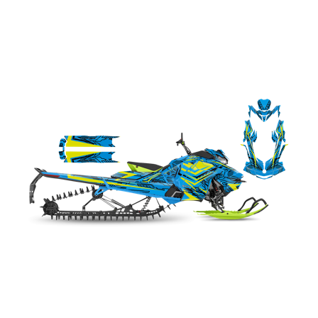 Dekalkit SweTown Brake Line Blå-Lime - Ski-Doo Summit X 850 E-Tec 154 2017-2022