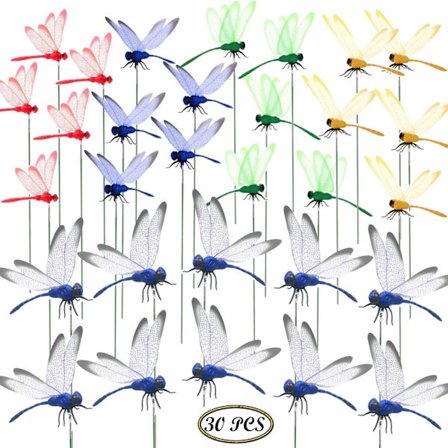 30 stk. Dragonfly Hagepynt, Dragonflies med Pinner for