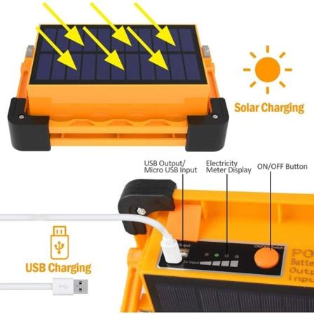 80W Solar Gul LED Flood Light Genopladelig Bærbar Udendørs Mobile Home Light, Til udendørs, have, gård