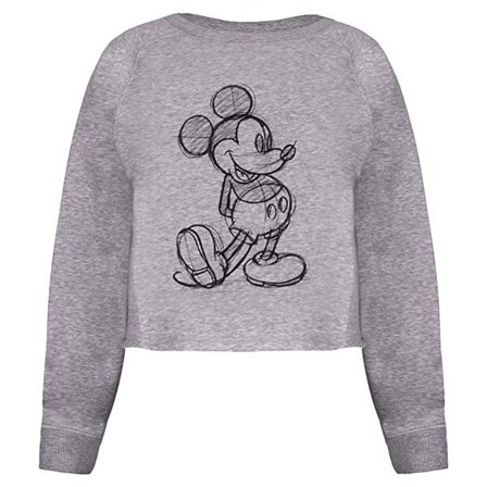 Disney Dam/Kvinnor Mickey Mouse Sketch Crop Sweatshirt M Spor