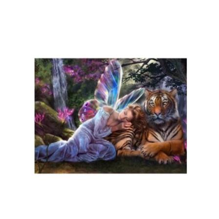 Diamond painting av tomte och tiger (30*40cm)